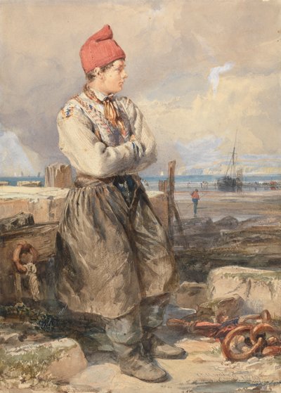 French Coast Scene with Fisherboy by James Duffield Harding