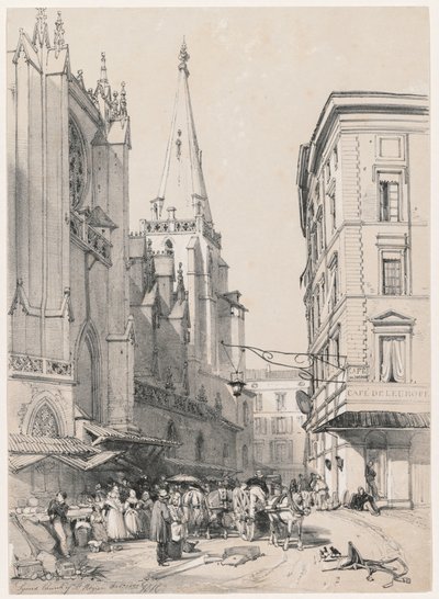 Sketches at Home and Abroad: Lyons Church of St. Hezier, October 1832 by James Duffield Harding