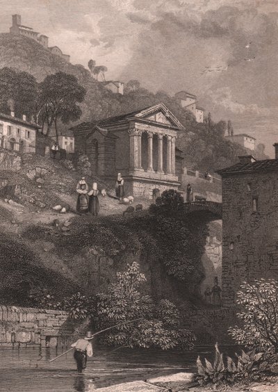 View of Temple of Clitumnus along Clitunno River by James Duffield Harding