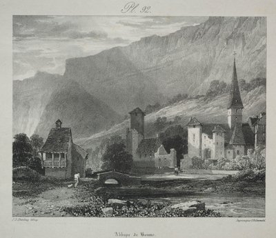 Picturesque and Romantic Voyages in Ancient France. Franche Comté: Abbey of Baume, Baume-les-Messieurs by James Duffield Harding