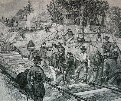 Troops destroying a railroad track by James E. Taylor