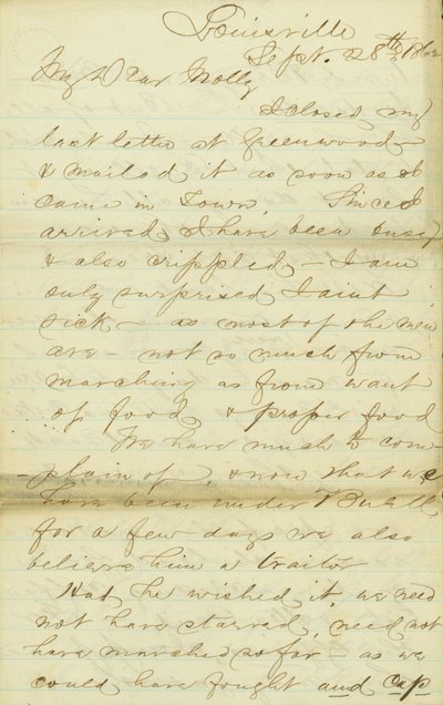 Letter from James E. Love to Molly, September 28-30, 1862 by James Edwin Love