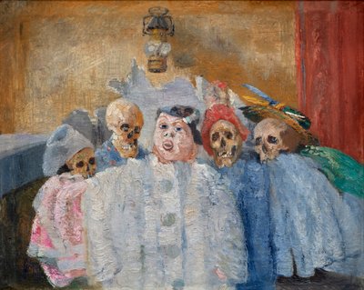 Pierrot and skeleton by James Ensor