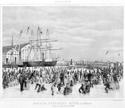 Scene on the Delaware River at Philadelphia during the Severe Winter of 1856, c.1860 by James Fuller Queen