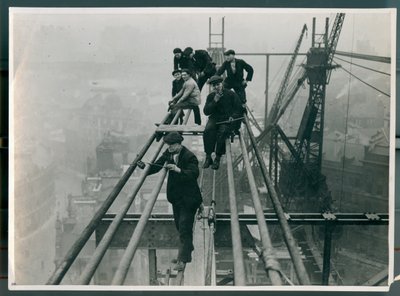 Workers Precariously Perched High Up on the Emerging Tyne Bridge in 1927 by James Geddie