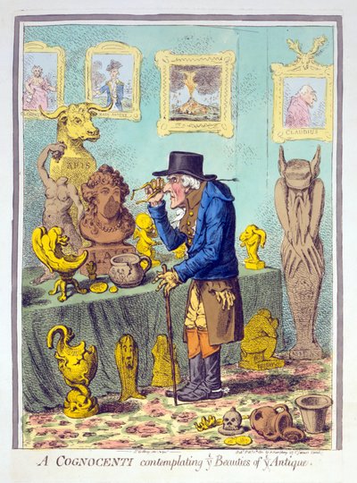 A Cognocenti Contemplating Ye Beauties of Ye Antique, pub. Hannah Humphrey, 11th February 1801 by James Gillray
