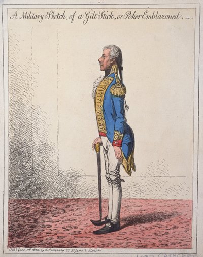 A Military Sketch of a Gilt Stick, or a Poker Emblazoned, published by Hannah Humphrey in 1800 by James Gillray