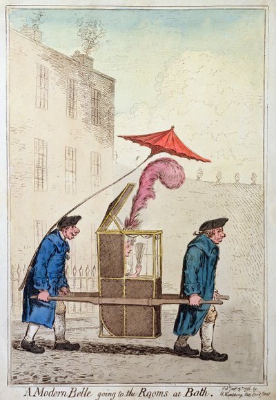 A Modern Belle going to the Rooms at Bath, published by Hannah Humphrey in 1796 by James Gillray