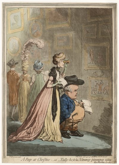 A Peep at Christies; or Tally-ho, & His Nimeney-Pimmeney Taking the Morning Lounge by James Gillray