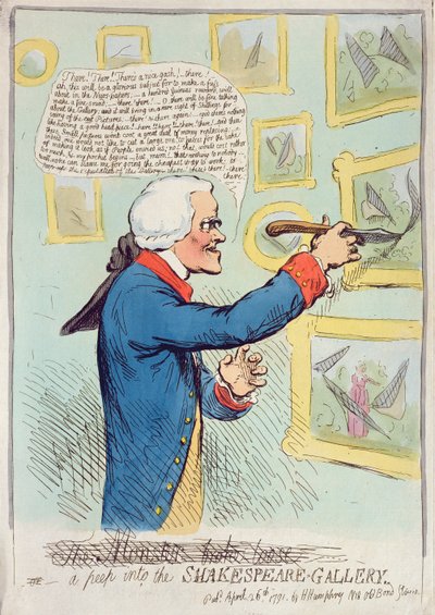 A Peep into the Shakespeare Gallery, Published by Hannah Humphrey in 1791 by James Gillray