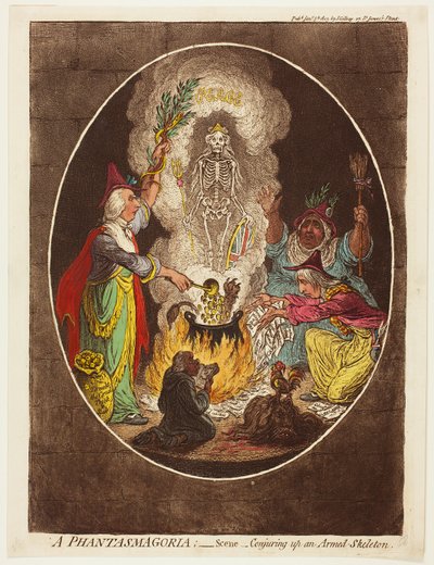 A Phantasmagoria - Scene - Conjuring up an Armed Skeleton by James Gillray