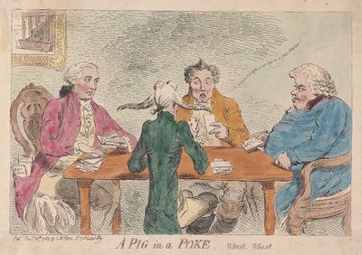 A Pig in a Poke, Whist, Whist, pub. 1788 by James Gillray