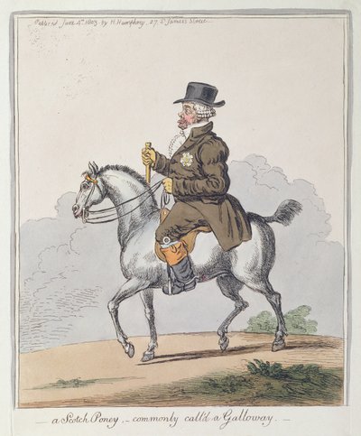 A Scotch Poney, commonly called a Galloway, published by Hannah Humphrey in 1803 by James Gillray