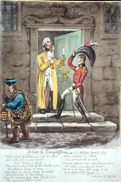 A Hint to Young Officers, published by Hannah Humphrey in 1804 by James Gillray