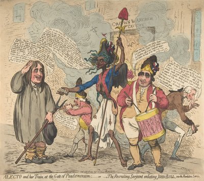 Alecto and Her Train, at the Gate of Pandaemonium: or The Recruiting Sergeant Enlisting by James Gillray