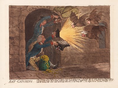Bat Catching, pub. 1803 by James Gillray
