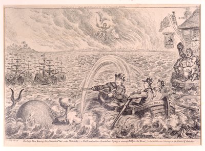 British Tars Towing the Danish Fleet into Harbour, 1807 by James Gillray