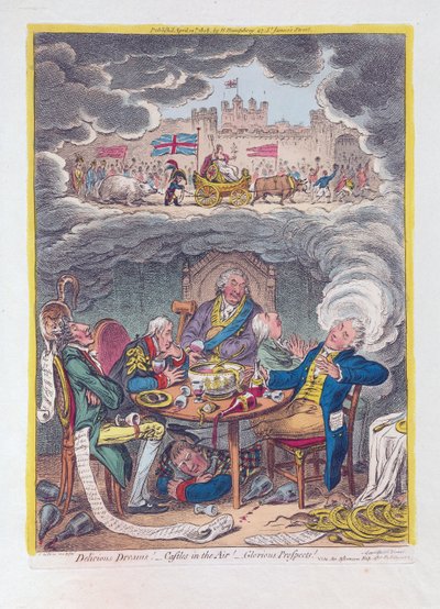 Delicious Dreams: Castles in the Air! - Glorious Prospects!, pub. 1808 by James Gillray