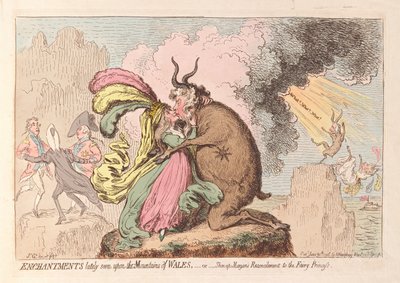 Enchantments lately seen upon the Mountains of Wales or Shon-ap Morgans Reconcilement to the Fairy Princess, pub. 1796 by James Gillray