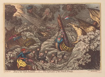 End of the Irish Invasion or The Destruction of the French Armada by James Gillray