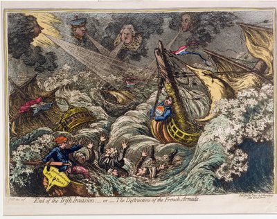 End of the Irish Invasion, or The Destruction of the French Armada, published by Hannah Humphrey in 1797 by James Gillray