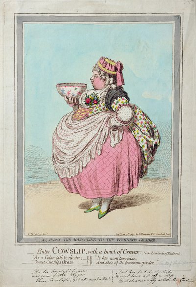 Enter Cowslip, with a Bowl of Cream, Published by Hannah Humphrey in 1795 by James Gillray