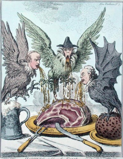Harpyes Destroying the Feast, published by Hannah Humphrey in 1799 by James Gillray