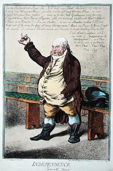 Independence, or Tyrwhitt Jones, published by Hannah Humphrey in 1799 by James Gillray