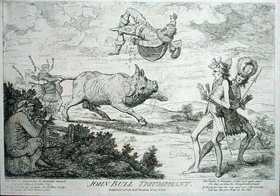 John Bull Triumphant, published by William Humphrey in 1780 by James Gillray