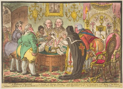The Foundling: A Sample of Roman Charity! or the Misfortune of Not Being Born with a Silver Spoon by James Gillray