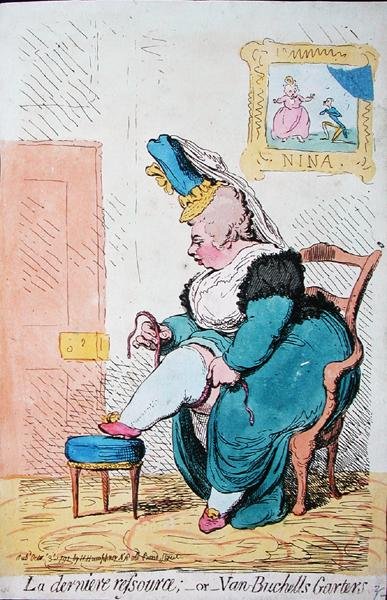 La Derniere Resource, or Van Buchells Garters, published by Hannah Humphrey in 1791 by James Gillray