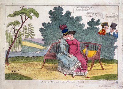 Lady Strachan and Lady Warwick Making Love in a Park by James Gillray