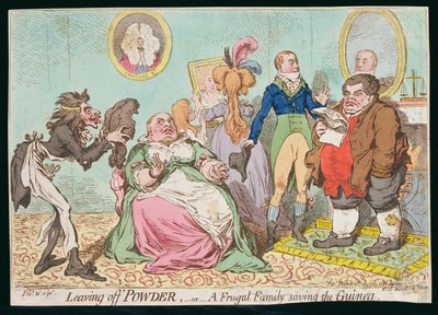 Leaving off Powder, or A Frugal Family saving the Guinea, published by Hannah Humphrey in 1795 by James Gillray