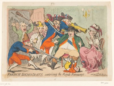 Louis XVI and Marie Antoinette Caught During Their Flight, 1791 (French Democrats Surprising the Royal Runaways) by James Gillray