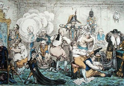 Making Decent, i.e. Broad-bottomites Getting into the Grand Costume, pub. by Hannah Humphrey by James Gillray