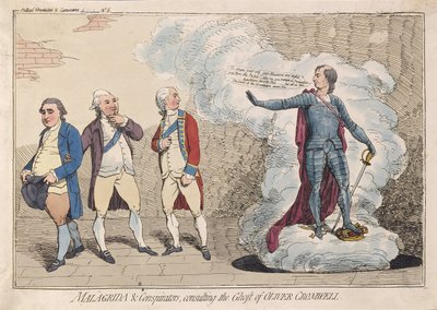 Malagrida & Conspirators, consulting the Ghost of Oliver Cromwell by James Gillray