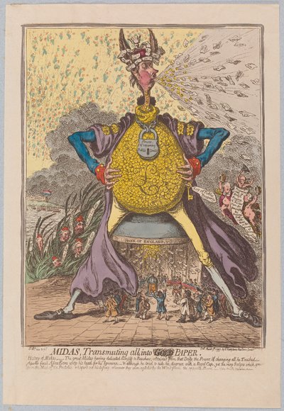 Midas, Transmuting all into Gold Paper by James Gillray