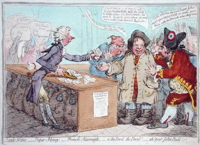 Opening of the Budget, or John Bull giving his breeches to save his Bacon by James Gillray