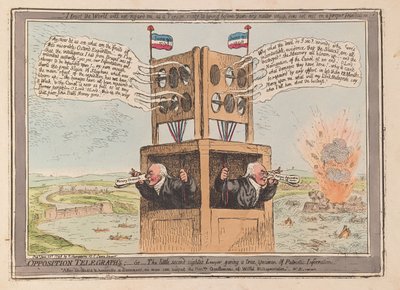 Opposition Telegraphs, or the little second-sighted Lawyer giving a true specimen of Patriotic Information by James Gillray
