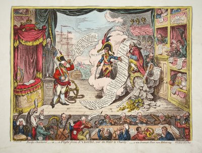 Pacific-Overtured, - or- a Flight from St Clouds- over the Water to Charlet. - a new Dramatic Peace now Rehearsing by James Gillray
