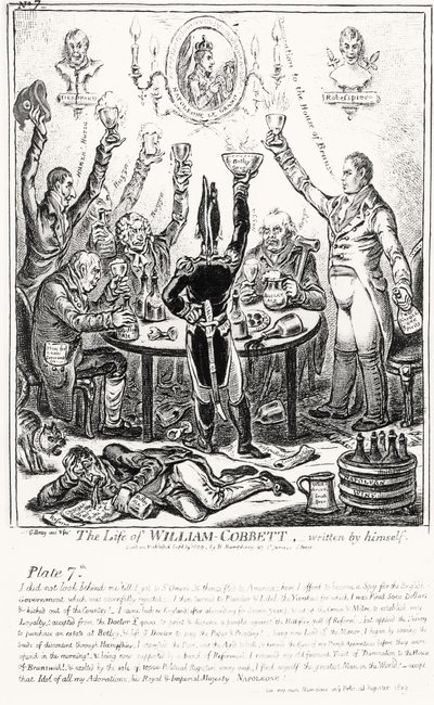 Plate 7, from The Life of William Cobbett, written by himself, pub. by H. Humphrey by James Gillray