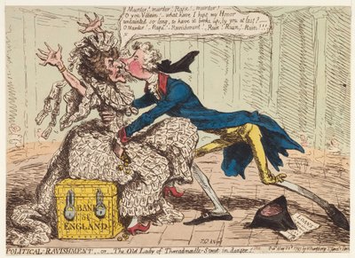 Political Ravishment, or the Old Lady of Threadneedle Street in Danger!, 1797 by James Gillray