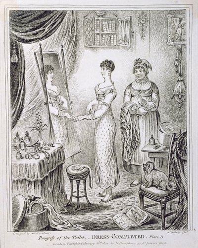Progress of the Toilet, or Dress Completed, published by Hannah Humphrey in 1810 by James Gillray