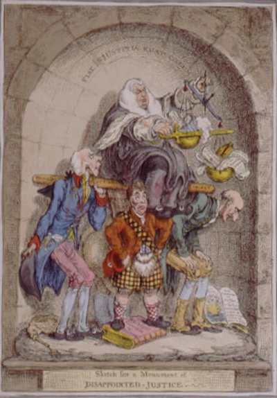 Sketch for a Monument of Disappointed Justice, published by Hannah Humphrey in 1806 by James Gillray