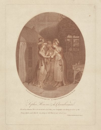 Sophia, Honour, and the Chambermaid, scene from Tom Jones by Henry Fielding by James Gillray