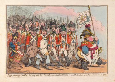 Supplementary Militia, turning out for Twenty Days Amusement, pub. 1796 by James Gillray