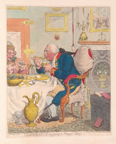Temperance enjoying a Frugal Meal, pub. 1792 by James Gillray