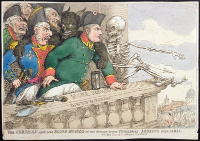 The Corsican and his Blood Hounds at the Window of the Tuilleries, Looking over Paris by James Gillray