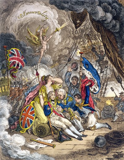 The Death of Admiral Lord Nelson at the Moment of Victory! published by Hannah Humphrey in 1805 by James Gillray
