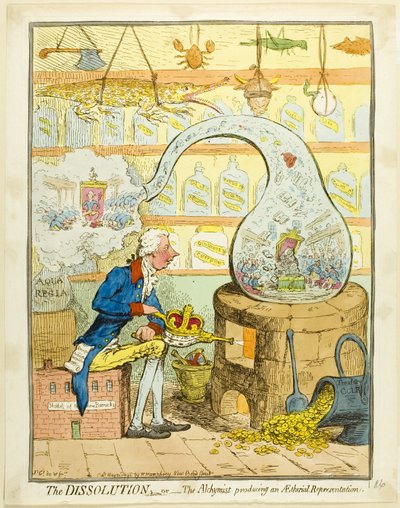 The Dissolution; or The Alchemist Producing an Ethereal Representation by James Gillray
